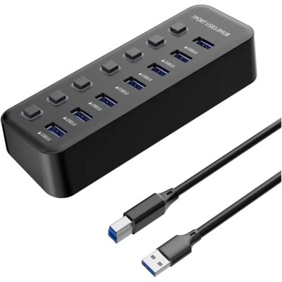 Premiumcord 7-Port USB 3.2 Hub - Schwarz Premiumcord 7-Port USB 3.2 Hub - Schwarz