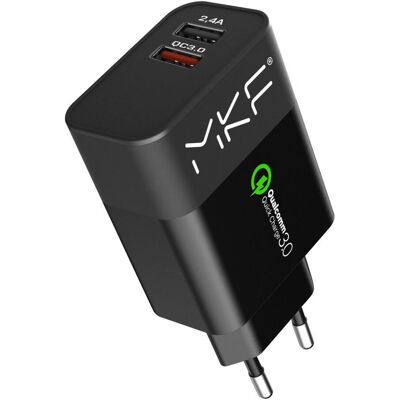 Chargeur MK Floria MKF-QC3AC2 - USB double, Charge rapide - Publicité Chargeur MK Floria MKF-QC3AC2 - USB double, Charge rapide - Publicité