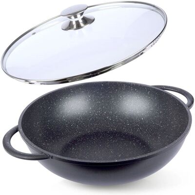Orion 32cm Granit Wokpfanne mit Glasdeckel - Bratpfanne Orion 32cm Granit Wokpfanne mit Glasdeckel - Bratpfanne