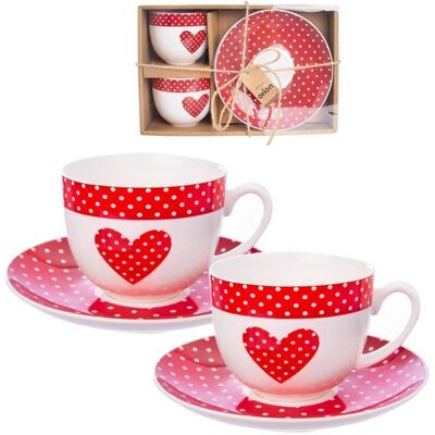 Zestaw porcelanowych kubków Orion z podstawkami - Serduszka i Pünktchen 280ml Zestaw porcelanowych kubków Orion z podstawkami - Serduszka i Pünktchen 280ml