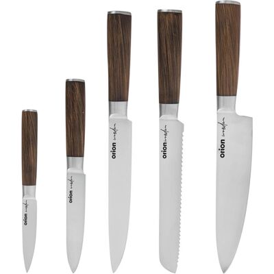 Sada nožů Wooden od Orion - Nerezová ocel, Ergonomické rukojeti Sada nožů Wooden od Orion - Nerezová ocel, Ergonomické rukojeti