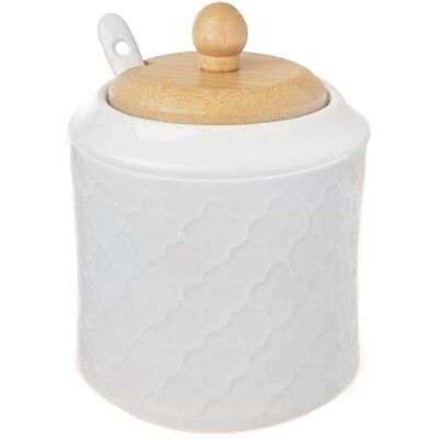 Sucrier en porcelaine et bambou Orion - Blanc, 9cm - Publicité Sucrier en porcelaine et bambou Orion - Blanc, 9cm - Publicité