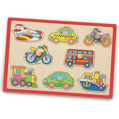 STUDO WOOD Dřevěné Puzzle Vozidla - 8 Kousků pro Batolata STUDO WOOD Dřevěné Puzzle Vozidla - 8 Kousků pro Batolata