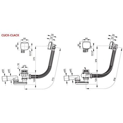 Sistem de scurgere pentru cadă RAVAK cu supratensiune - 570mm Sistem de scurgere pentru cadă RAVAK cu supratensiune - 570mm
