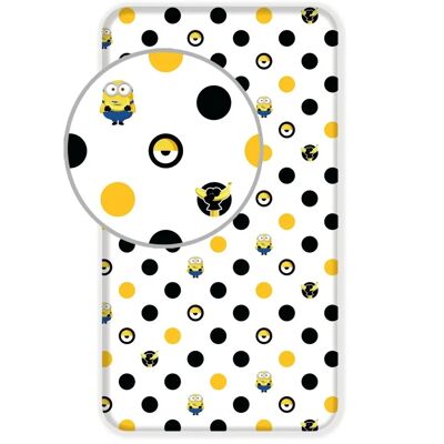 Drap-housse blanc en coton Minions - 90x200cm - Publicité Drap-housse blanc en coton Minions - 90x200cm - Publicité