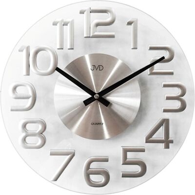Ceas de Perete JVD HT098 - Modern din Sticlă Argintie 34.5cm Ceas de Perete JVD HT098 - Modern din Sticlă Argintie 34.5cm