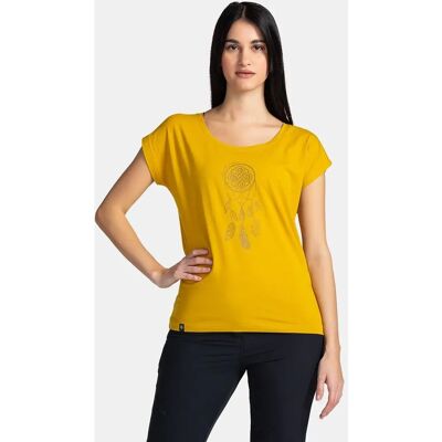Tricou galben din bumbac Kilpi Roane pentru femei - Îmbrăcăminte casuală Tricou galben din bumbac Kilpi Roane pentru femei - Îmbrăcăminte casuală