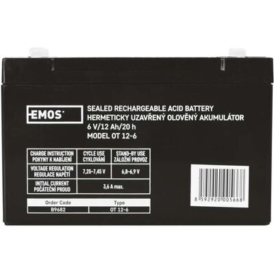 Emos 1201003500 Batería doméstica - 6V 12Ah, Plomo-ácido sellado VRLA Emos 1201003500 Batería doméstica - 6V 12Ah, Plomo-ácido sellado VRLA