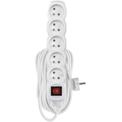 Emos 1902151008 Câble d'extension 10m / 5 prises / Blanc - Publicité Emos 1902151008 Câble d'extension 10m / 5 prises / Blanc - Publicité