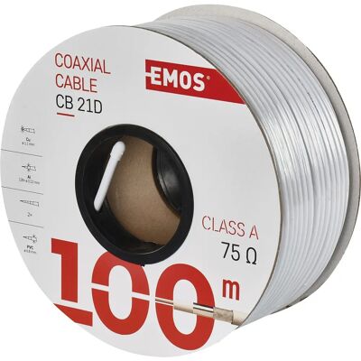 EMOS CB21D Câble Coaxial 100m - Intérieur, Écran, Garantie 5 Ans EMOS CB21D Câble Coaxial 100m - Intérieur, Écran, Garantie 5 Ans