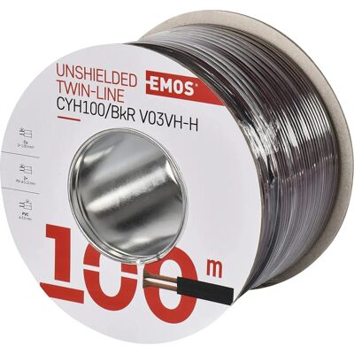 Câble Audio EMOS 100m - Non blindé, 2x1.00mm², Noir/Rouge - Publicité Câble Audio EMOS 100m - Non blindé, 2x1.00mm², Noir/Rouge - Publicité