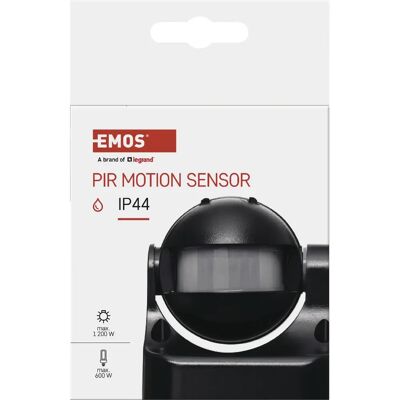Capteur de Mouvement EMOS G1125 - PIR 180° 12m 1200W Noir Capteur de Mouvement EMOS G1125 - PIR 180° 12m 1200W Noir