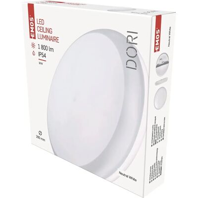 Luce LED da Soffitto Emos - 18W, 1800lm, Bianco, IP54 - Circolare Luce LED da Soffitto Emos - 18W, 1800lm, Bianco, IP54 - Circolare