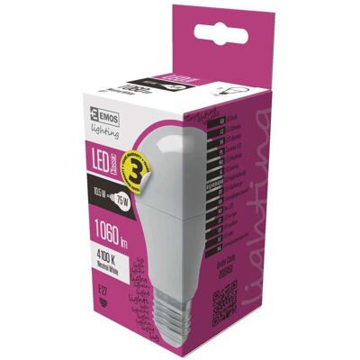 EMOS ZQ5151 LED izzó - Semleges fehér - 1060 lm - E27 - 4100 K - 10,5 W EMOS ZQ5151 LED izzó - Semleges fehér - 1060 lm - E27 - 4100 K - 10,5 W