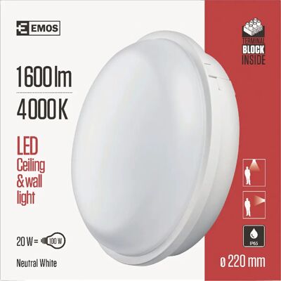 EMOS ZM3010 QARI LED Deckenleuchte - Runde, IP65, 20W, 1900lm EMOS ZM3010 QARI LED Deckenleuchte - Runde, IP65, 20W, 1900lm