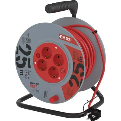 Emos P092251 Verlengsnoer - 4 Stopcontacten, 25m, Zwart Emos P092251 Verlengsnoer - 4 Stopcontacten, 25m, Zwart