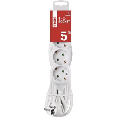 EMOS P0425R - Mehrfachstecker 4 Steckdosen, 5m, Weiß EMOS P0425R - Mehrfachstecker 4 Steckdosen, 5m, Weiß