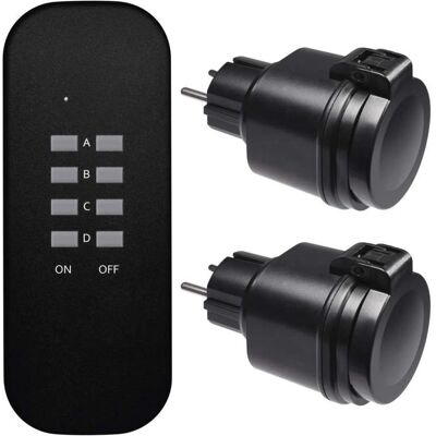 Emos Funksteckdosen P0067 - 2er-Set - IP44 - Schwarz Emos Funksteckdosen P0067 - 2er-Set - IP44 - Schwarz