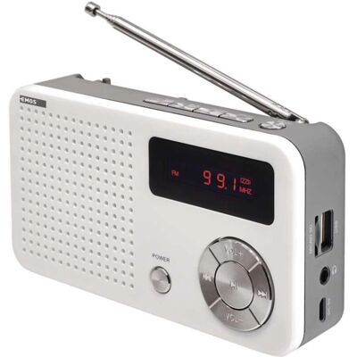 Emos E0086 Draagbare Radio - FM, MP3, Grijs & Wit Emos E0086 Draagbare Radio - FM, MP3, Grijs & Wit