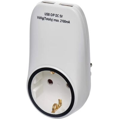 EMOS P0072 Enchufe de corriente - 1 toma + 2 USB - Blanco EMOS P0072 Enchufe de corriente - 1 toma + 2 USB - Blanco