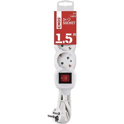 EMOS P1321R Cordon d'extension blanc 3 prises - Publicité EMOS P1321R Cordon d'extension blanc 3 prises - Publicité