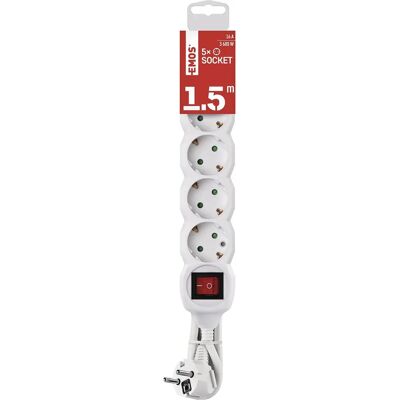 EMOS P1521R Powerstrip - 5 stopcontacten, 1,5 m, Wit EMOS P1521R Powerstrip - 5 stopcontacten, 1,5 m, Wit