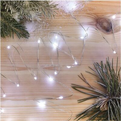 EMOS D3AC07 Nano Kerstlichtketting - 20 LED, Zilveren Draad, 1.9m, 2xAA, Timer, Koud wit EMOS D3AC07 Nano Kerstlichtketting - 20 LED, Zilveren Draad, 1.9m, 2xAA, Timer, Koud wit