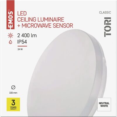 Emos LED Deckenleuchte - Bewegungsmelder, 24W, 4000lm, Weiß - LED Deckenleuchte Emos LED Deckenleuchte - Bewegungsmelder, 24W, 4000lm, Weiß - LED Deckenleuchte
