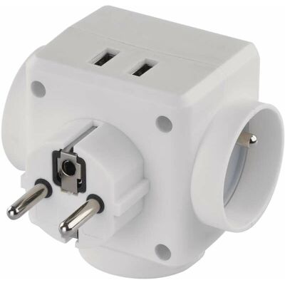 Emos P0024U Steckeradapter - 3 Steckdosen, 2 USB, Weiß Emos P0024U Steckeradapter - 3 Steckdosen, 2 USB, Weiß