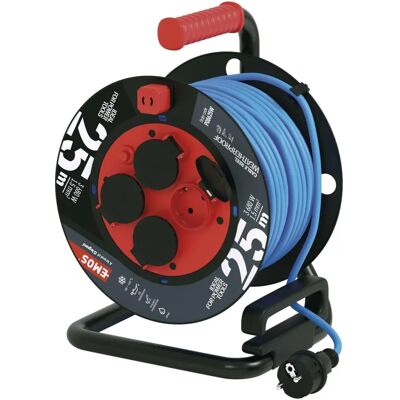 EMOS P08625W - Weerbestendige kabelhaspel 25m, 4 stopcontacten, blauw EMOS P08625W - Weerbestendige kabelhaspel 25m, 4 stopcontacten, blauw