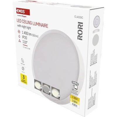 Emos RORI Weiße LED-Deckenleuchte - Farbtemperatur einstellbar, 1400lm - Innen Emos RORI Weiße LED-Deckenleuchte - Farbtemperatur einstellbar, 1400lm - Innen