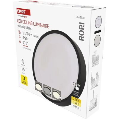 Emos RORI LED Deckenleuchte - Farbtemperatur-Änd. - 17W - Schwarz Emos RORI LED Deckenleuchte - Farbtemperatur-Änd. - 17W - Schwarz
