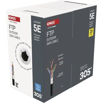 EMOS câble de données FTP 5E, extérieur, 305m - Câble Ethernet EMOS câble de données FTP 5E, extérieur, 305m - Câble Ethernet