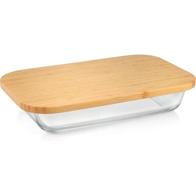 Tescoma Ovenproof Glass Dish with Bamboo Lid - Baking Dish Tescoma Ovenproof Glass Dish with Bamboo Lid - Baking Dish