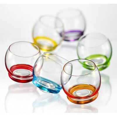 BASTIDE - Culbuto - 6 cl - fonds colorés - Ensemble de verrerie - Publicité BASTIDE - Culbuto - 6 cl - fonds colorés - Ensemble de verrerie - Publicité
