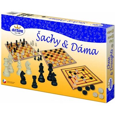 Detoa Holzschach, Dame & Mühle Spielset - Brettspiel Detoa Holzschach, Dame & Mühle Spielset - Brettspiel