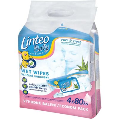 Linteo Baby Pure & Fresh Lingettes Humides 4x80 - Lingettes bébé - Publicité Linteo Baby Pure & Fresh Lingettes Humides 4x80 - Lingettes bébé - Publicité