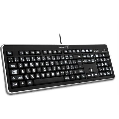 Klávesnice Connect IT CI-71 s velkým fontem a bílým LED podsvícením - Klávesnice Klávesnice Connect IT CI-71 s velkým fontem a bílým LED podsvícením - Klávesnice