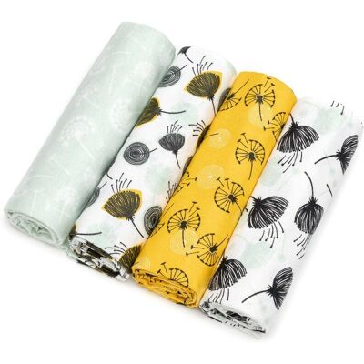 T-Tomi Stoffwindels Dandelions - 76x76 cm - 4 stuks T-Tomi Stoffwindels Dandelions - 76x76 cm - 4 stuks