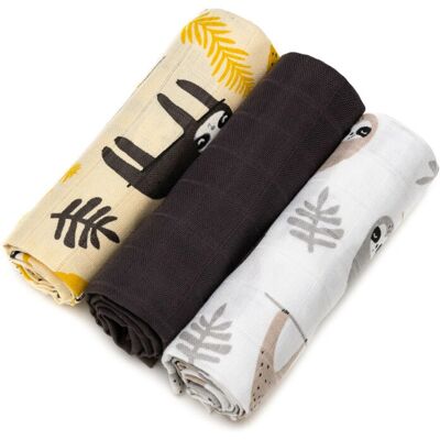 T-TOMI TETRA Cloth Diapers - Sloths - High Quality, 3 pcs T-TOMI TETRA Cloth Diapers - Sloths - High Quality, 3 pcs