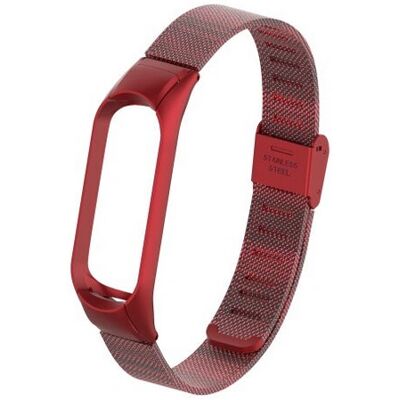 Deveroux Xiaomi Mi Band 3/4 Edelstahl Roter Milanese Armband - Smart Wearable Accessories Deveroux Xiaomi Mi Band 3/4 Edelstahl Roter Milanese Armband - Smart Wearable Accessories