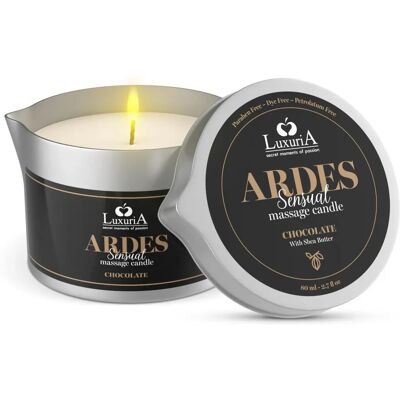 Candelina da massaggio al cioccolato Luxuria - Sensuale, Idratante, 80ml Candelina da massaggio al cioccolato Luxuria - Sensuale, Idratante, 80ml