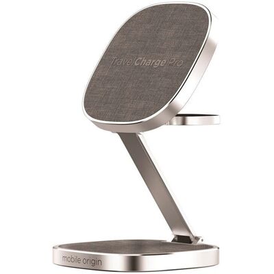 Mobile Origin TravelCharge Pro - MagSafe kabellose Ladestation - Silber Mobile Origin TravelCharge Pro - MagSafe kabellose Ladestation - Silber