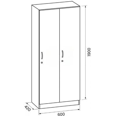 Dřevěná šatní skříň B2B Partner, 2 dveře, 1900x600x420 mm, zámek, ořech Dřevěná šatní skříň B2B Partner, 2 dveře, 1900x600x420 mm, zámek, ořech