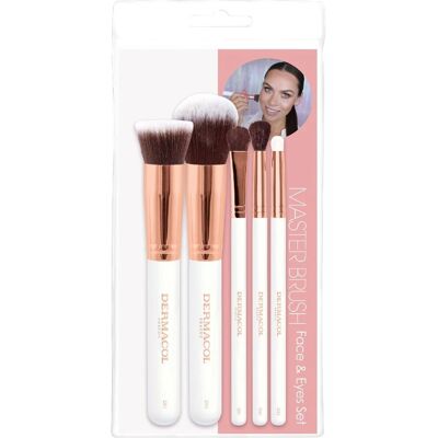 Set de Pensule pentru Machiaj Rose Gold de Dermacol - 5 piese profesionale Set de Pensule pentru Machiaj Rose Gold de Dermacol - 5 piese profesionale