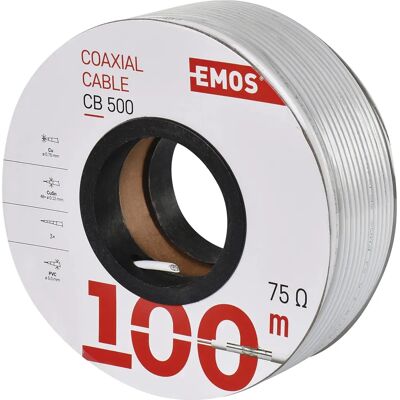 Emos CB500 Koaxiální kabel - 100m - Bílý - Pro CATV Emos CB500 Koaxiální kabel - 100m - Bílý - Pro CATV