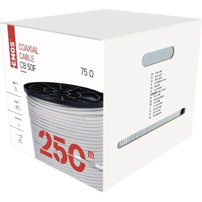 Câble coaxial EMOS CB50F 75 Ohm 250M - Câble coaxial - Publicité Câble coaxial EMOS CB50F 75 Ohm 250M - Câble coaxial - Publicité