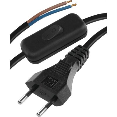 Emos Stromkabel - 2m Schalter PVC 2x0,75mm2 Schwarz Emos Stromkabel - 2m Schalter PVC 2x0,75mm2 Schwarz