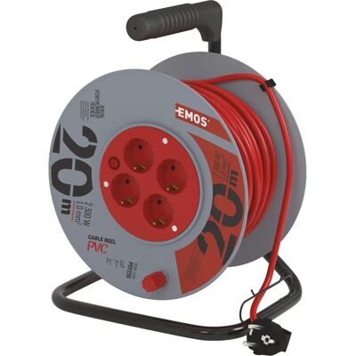 EMOS DG-4ZR-DB04 Kabelrolle mit 4 Steckdosen - 20m - Rot EMOS DG-4ZR-DB04 Kabelrolle mit 4 Steckdosen - 20m - Rot