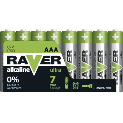 RAVER Alkalibatterien AAA - Geringer Energieverbrauch - 8 Stück RAVER Alkalibatterien AAA - Geringer Energieverbrauch - 8 Stück